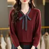 Suéter de Punto de Manga Larga Talla Grande 2026 para Madres de Mediana Edad, Cubre el Vientre, Elegante para Otoño e Invierno, con Cuello Bufanda, Suéter Versátil para Mujer