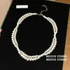 Brilho Prata Lunar! Colar de pérolas com camada dupla cravejado de diamantes, corrente para clavícula requintada de luxo leve, colar estilo vintage francês