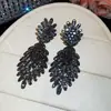 Pendientes colgantes de rombos con borlas tachonados de diamantes de aguja de plata transfronterizos europeos y americanos, pendientes exquisitos y de moda, pendientes versátiles y elegantes al por mayor
