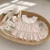 Vestidos infantiles hechos a medida con cuellos bordados y estampados, disponibles al por mayor, tres colores, para comercio electrónico transfronterizo, tallas 80-130