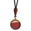 Colgante de caja de gabu de cinabrio natural de vidrio de doble cara, colgante de caja de gabu con cuerda de tronco, collar de caja thangka al por mayor
