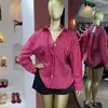 Moda Feminina Transfronteiriça Europeia e Americana Verão 2026 Novo Estilo Elegante Casual Versátil Listrado Solto Manga Longa Camisa Top