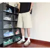 Moda Shorts de Seda Helada de Secado Rápido Transpirables Desestructurados de Retazos con Corte Diagonal para Hombre en Azul Marino, Negro y Blanco Roto, Estilo Delgado de Corte Recto