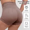 Pantalones moldeadores cross-border para realzar glúteos y control de abdomen con ribete de encaje, shorts moldeadores de cintura alta estilo europeo y americano para mujer