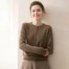 Baicai Velvet 2026 Outono/Inverno Novo Cardigã de Caxemira Suéter Feminino Gola Redonda Peça Externa Versátil Top Base de Tricô