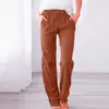 Pantalones Largos Casuales Holgados de Pierna Ancha con Cordón de Color Sólido de Algodón y Lino para Mujer Estación Independiente Pantalones de Pierna Ancha de Comercio Exterior