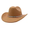 Chapéu Ocidental de Aba Larga Novo Transfronteiriço Estilo Étnico Chapéu de Lã Jazz Chapéu de Cowboy Masculino e Feminino Yzd031
