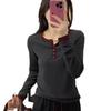Camiseta de manga larga para mujer, nueva camiseta de primavera y otoño, moda de otoño, estilo occidental informal, camisa básica ajustada, top ajustado