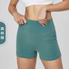 Shorts de Yoga Aidu Nu Youth Ice Mint Nude Feel para Mujer, Pantalones Cortos Fitness para Exteriores que Levantan el Trasero, Shorts de Dos Puntos de Cintura Alta con Bolsillo