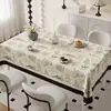 Toalha de Mesa Creme Estilo Francês Impermeável à Prova de Óleo Resistente ao Calor Lavável Tapete para Mesa de Centro Pano de Mesa PVC Toalha de Mesa Borboleta