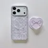 Funda con Soporte Magnético y Lazo de Puntos Grises para Apple 17 Pro Max, Compatible con Funda Dura de Película 16 Pro/15