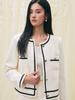 Shengdu26 Nuevo Otoño Temprano Chaqueta de Mujer Estilo Chanel Retro Francés de Alta Gama con Textura de Contraste Blanco y Negro
