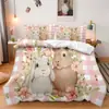 SHEIN juego de cama de tres piezas serie de Pascua 2 estampado digital decorativo dormitorio decoración del hogar juego de cama de tres piezas