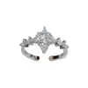 Estilo Nuevo de Verano Exquisito Moda Lujo Ligero Zircón Corte Rosa Forma de Estrella Anillo Abierto Diseño de Nicho Simple Anillo de Gama Alta