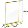 Suporte de Mesa Acrílico para Exibição de Placas, Cartão de Mesa Acrílico com Borda Dourada, Cartão de Mesa Acrílico Transparente em Formato T com Borda Dourada Atacado