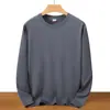 Camiseta masculina de manga comprida para primavera e outono, camisa básica solta, moda jovem e de meia-idade, roupas de outono, roupas masculinas plus size, homens