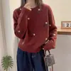 Suéter Pulôver Floral Novo Estilo Outono e Inverno Feminino Manga Longa Malha Solta Macio e Aderente Tricô Jacquard Pulôver Peça Externa Suéter
