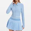 Estilo Novo de Primavera Gola Alta Zíper Roupa de Tênis Manga Longa Curta Slim Fit Roupa Fitness Conjunto de Roupa Esportiva de Alta Qualidade