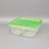 Caja de embalaje desechable de yogur frito de corte grueso, pequeña caja de plástico roja cuadrada transparente de cuatro compartimentos para llevar fruta especial