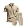 Comércio Exterior Transfronteiriço Terno Masculino Estação Primavera e Outono Cor Sólida Linho Lapela Camisa Calça Comprida Conjunto Terno Casual Masculino