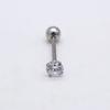 Acero de titanio simple cuatro garras circón lengua clavo anillo de lengua personalidad europea y americana acero inoxidable joyería para perforación clavo perforado clavo de repuesto