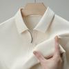 Camisa Polo Casual para Hombre Modelo Nuevo 2026 con Seda de Morera y Algodón Piqué, Manga Corta, Cierre de Cremallera, Camiseta de Color Sólido