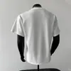 Ropa informal de verano para hombre, elegante y con estilo, de importación transfronteriza de Douyin, con hombros rectos, camiseta estructurada de manga corta con cuello redondo y diseño de retazos.