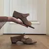Primeiro Encontro Jifa Sandálias de Tira Única Estilo Retro Francês Simples para Mulheres Abertas no Dedo do Pé Velcro Respiráveis Sandálias/Chinelos com Aumento Interno da Altura