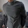 Nueva Camiseta Térmica de Manga Larga para Hombre Otoño e Invierno con Cuello Medio de Terciopelo Alemán, Cepillada, Corte Ajustado, Cómoda