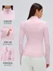 Jaqueta para Yoga Feminina com Poá em Veludo Slim Fit Gola Alta com Zíper Top de Manga Longa para Ciclismo e Fitness D26110