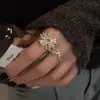 Anillo de Plata de Ley S925 Fuego Artificial Exagerado para Mujer Línea Hueca Irregular Personalidad de Moda Trendy Ins Apertura Ajustable