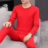 Conjunto de ropa interior térmica para hombre 100% algodón, top y pantalones de otoño, camiseta térmica de algodón con cuello redondo, ropa interior térmica para jóvenes, top y pantalones térmicos para hombre