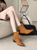 Botines de Tobillo de Moda Francesa Sexy Impresionantes para Celebridades de Internet, Estilo Nuevo Otoño/Invierno 2026, Punta Fina, Tacón Grueso, Tacón Alto, Adelgazantes
