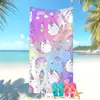 Toalla de Playa de Venta Caliente Transfronteriza para Vacaciones en la Costa, Toalla de Microfibra, Absorbente de Agua, Divertido Dibujo Animado de Unicornio, Toalla de Baño para Niños