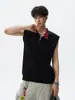 Chaleco de medio cierre color block de estilo americano deconstruido de alta resistencia para hombres y mujeres, camiseta deportiva sin mangas holgada moderna de verano