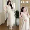 2025 Ropa de Maternidad Nueva Estilo Francés Suave Sencillo Fresco Dulce Versátil Traje de Maternidad Tallas Grandes Ropa para Mujer