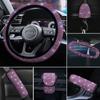 Capa para Volante de Carro com Diamantes, Capa para Cinto de Segurança com Diamantes Rosa, Porta-Copos para Carro, Capa para Freio de Mão, Combinação de Conjunto Múltiplo Transfronteiriço