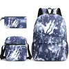 Prestonplayz mochila escolar luminosa de impresión Comercio exterior mochila de un solo hombro estuche para lápices set de tres piezas gran capacidad lona casual