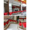 Cortina de Gasa para Boda Cenefa Decoración Roja Grande de Ola de Agua para Hotel Arreglo de Pasamanos de Escalera Cabezal de Cortina de Perlas de Ola para Boda