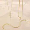 Amazon Transfronterizo Nuevo Collar con 26 Letras Iniciales Moda Colgante de Cruz Personalizado Collar Multicapa Joyería para Mujer