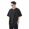 Camiseta de Manga Corta de Estilo Americano High Street Nicho con Perfilado de Gamuza para Hombre Verano Holgada Moderna Top de Media Manga para Pareja