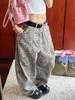 Venta Caliente de Verano 2025 Jeans Lavados con Estampado de Leopardo Retro Americano Casual Adelgazantes Versátiles de Moda Pantalones Largos de Pierna Ancha para Mujer