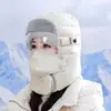 Chapéu Lei Feng Feminino para Ciclismo Artefato Quente Chapéu de Algodão de Inverno Cobertura para Cabeça de Carro Elétrico Proteção de Orelha de Inverno Máscara Protetora contra Vento e Frio