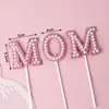 2026 Decoración de Pastel Corona para el Día de la Madre Hada Mamá Lazo de Diamante Inserto de Perla Adorno de Decoración para Hornear
