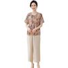 Nuevo Traje de Verano para Madre de Estilo Chino, Nueva Blusa Elegante de Chifón para Dama, Tops de Verano de Manga Corta para Mujeres de Mediana Edad y Mayores