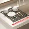 Estante Plegable para Escurrir Fregadero de Cocina, Estante Enrollable para Almacenamiento, Soporte Aislante de Calor para Tazones y Palillos, Estante para Escurrir Frutas y Verduras