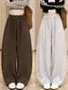 Pantalones de pierna ancha curvados color café para mujer 2026 nuevos de otoño holgados casuales pantalones de chándal de pierna ancha petite talla grande chicas con sobrepeso pantalones deportivos