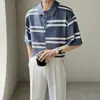 Fabricante Directo Color Sólido Coreano Manga Corta Estilo Británico Ajuste Delgado para Hombre Moderno Camisa Polo Tejido