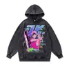 Sudadera con capucha estilo American High Street Transfronteriza Lavada Desgastada Anime Holgada Oversize Peso Pesado 480g Chaqueta