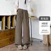 Pantalones de chenilla de pierna ancha para mujer, nuevo estilo de otoño, corte holgado, efecto adelgazante, diseño de pierna recta estrecha, pantalones casuales de cintura alta hasta el suelo